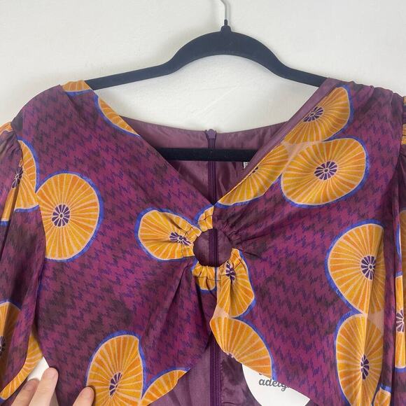 AUTUMN ADEIGBO Amelie Printed Cut-out Mini A-line Dress In Mult Size 4 NWT525 - Picture 5 of 8